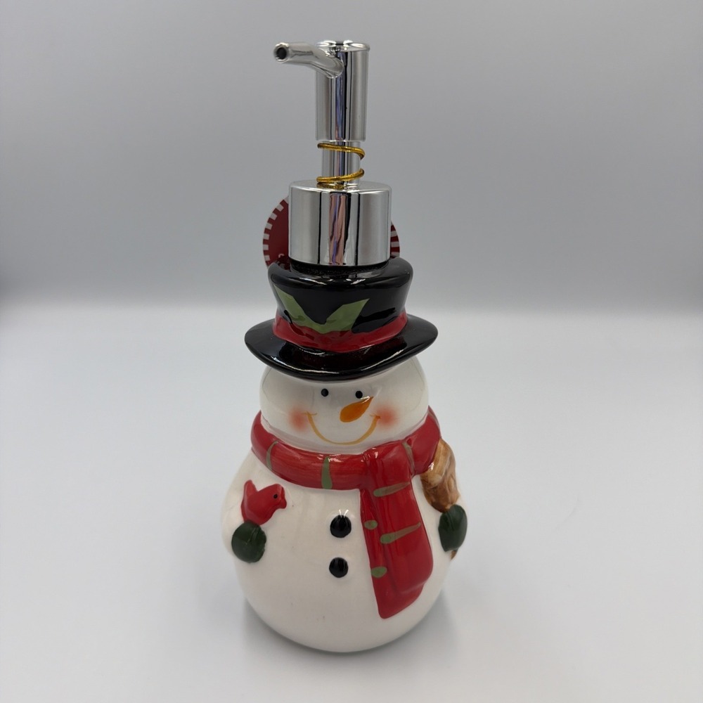 Snowman Soap Dispenser Christmas Bathroom Decor. New Never Used